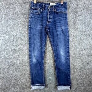 Gustin Selvedge Jeans Mens 29 Blue Denim California Slim Raw Straight Button Fly